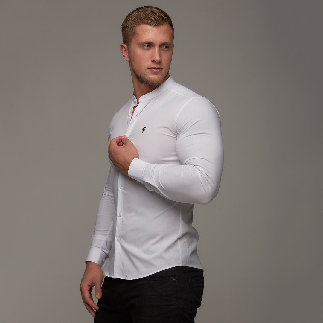 Super Slim Stretch Classic White Grandad Collar - FS170