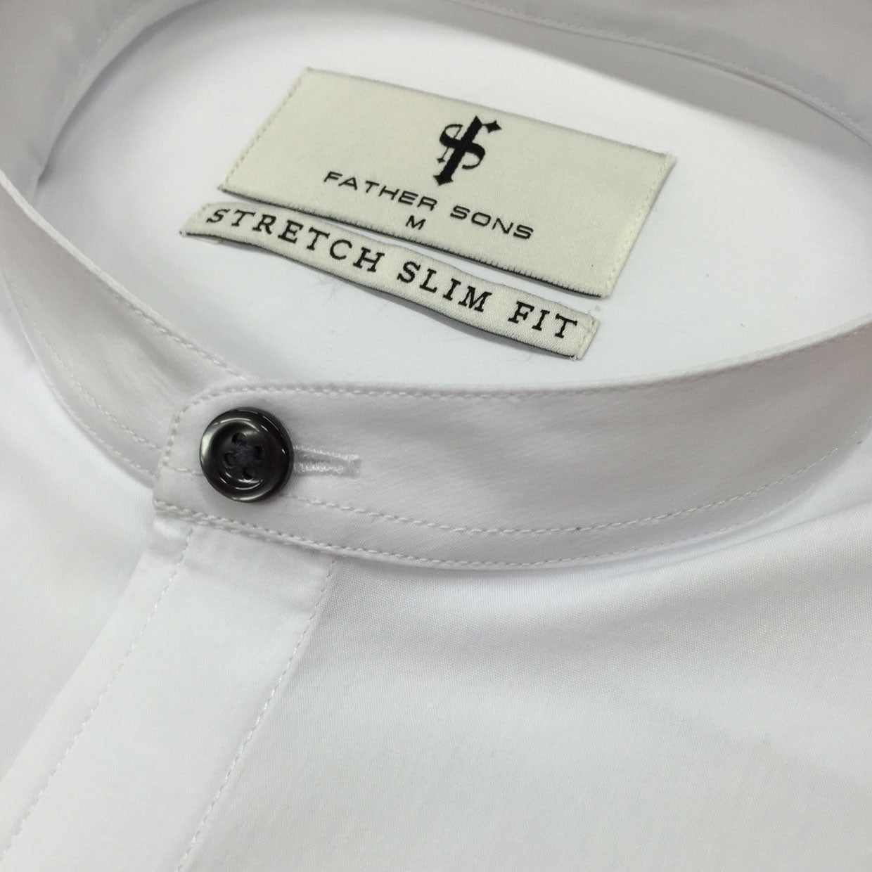 Super Slim Stretch Classic White Grandad Collar Short Sleeve - FS172