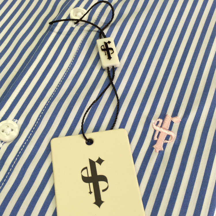 Super Slim Stretch Navy & White Stripe (Pink Emblem) - FS112P