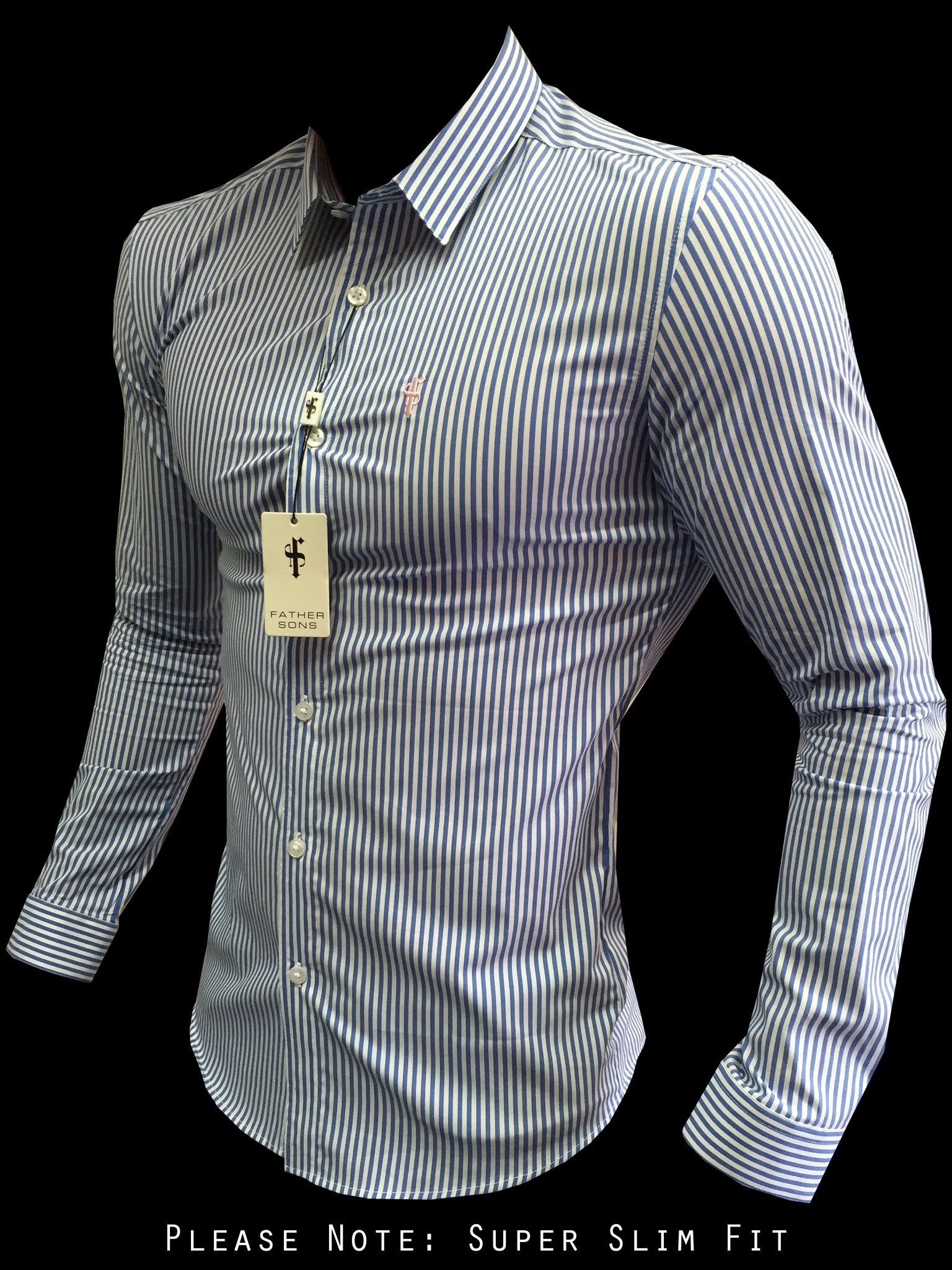 Super Slim Stretch Navy & White Stripe (Pink Emblem) - FS112P