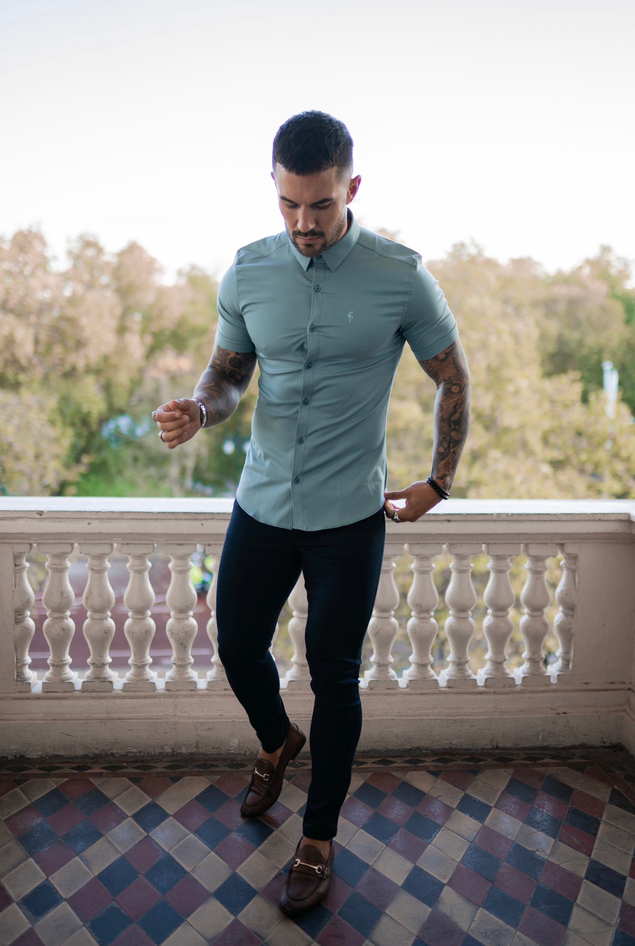 Slim Stretch Navy Sateen Trousers - FSH406