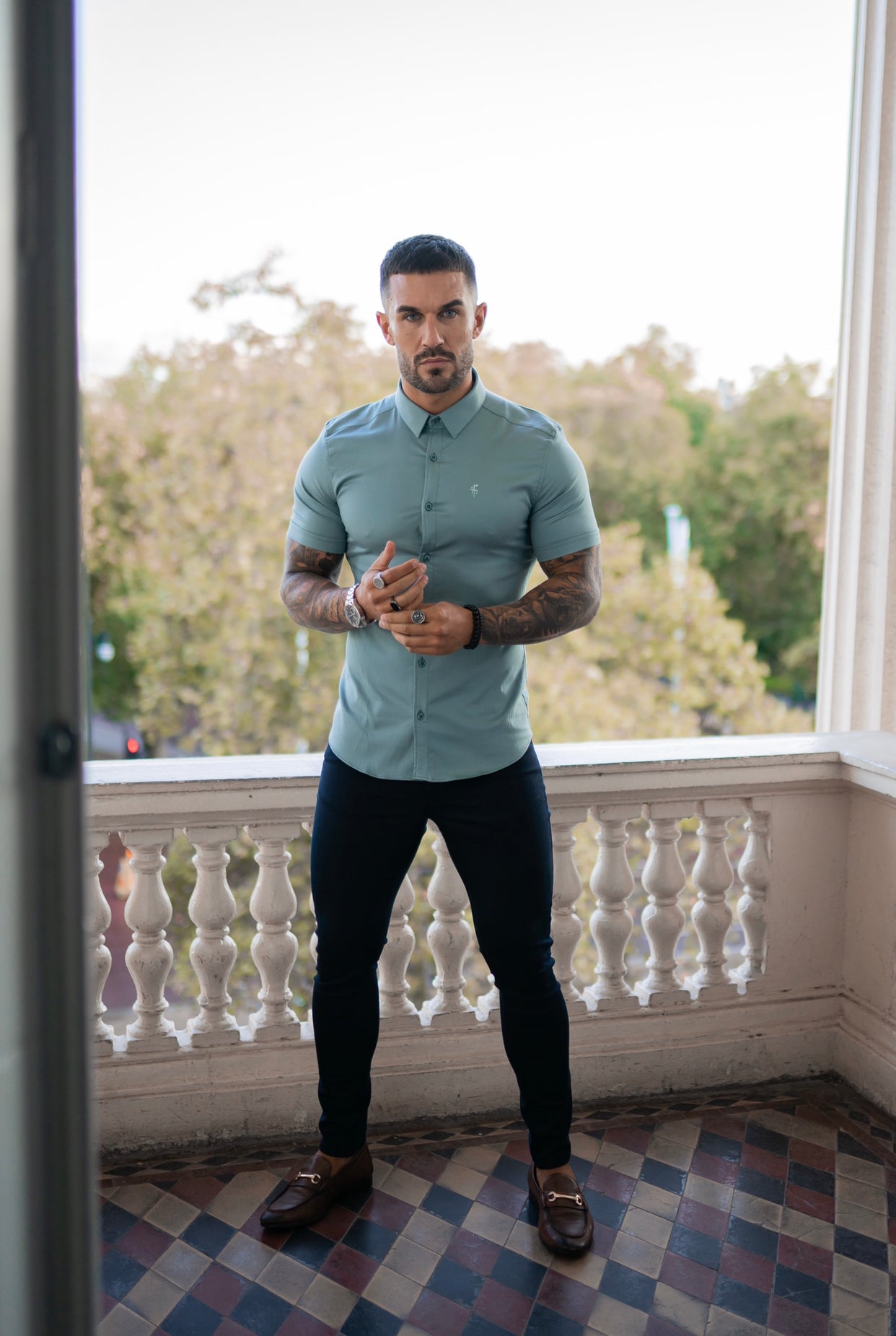 Slim Stretch Navy Sateen Trousers - FSH406