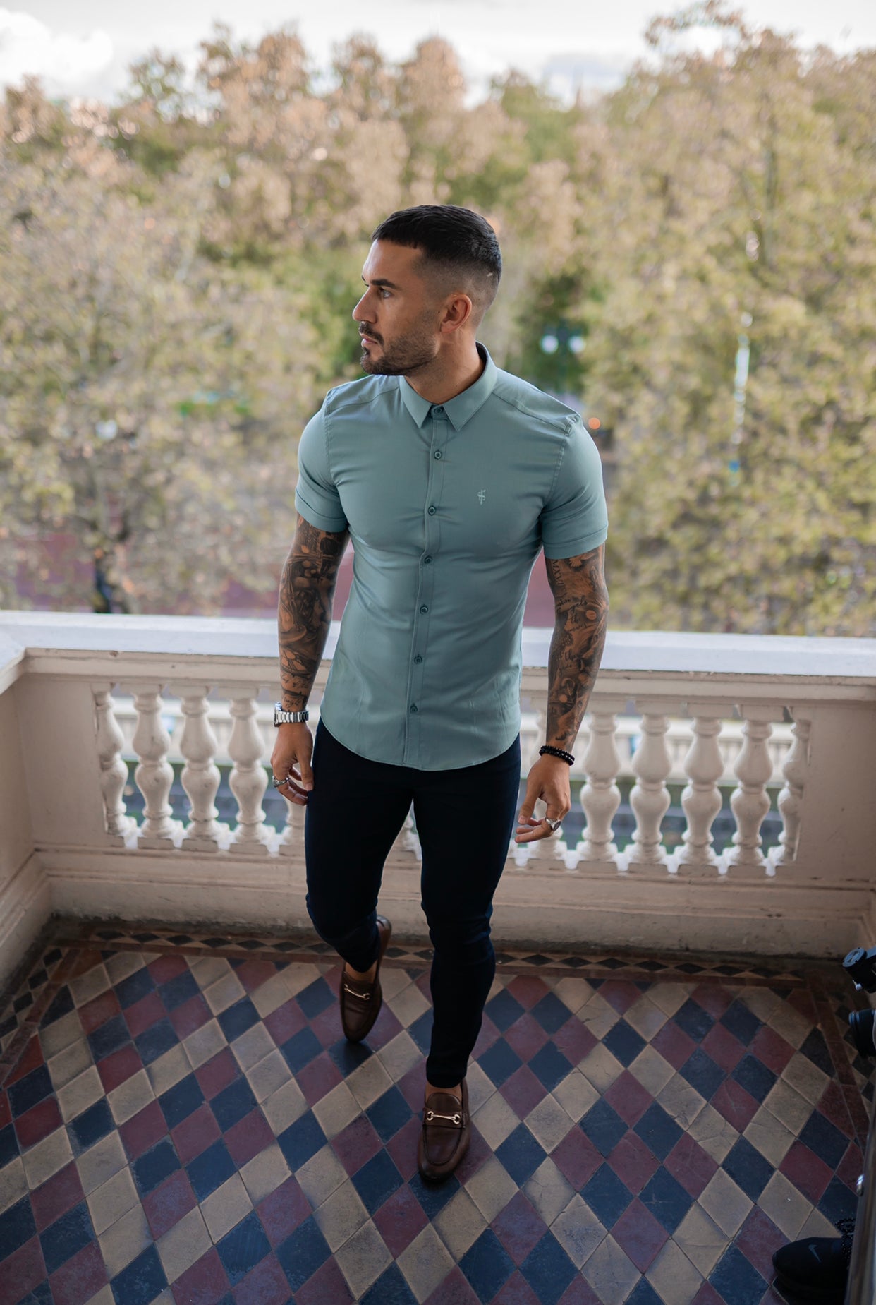 Slim Stretch Navy Sateen Trousers - FSH406