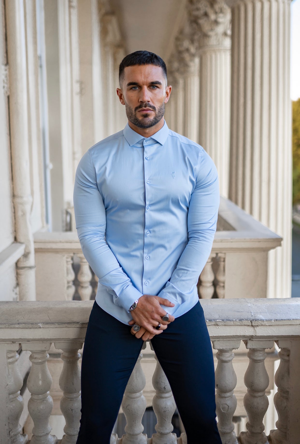 Slim Stretch Navy Sateen Trousers - FSH406