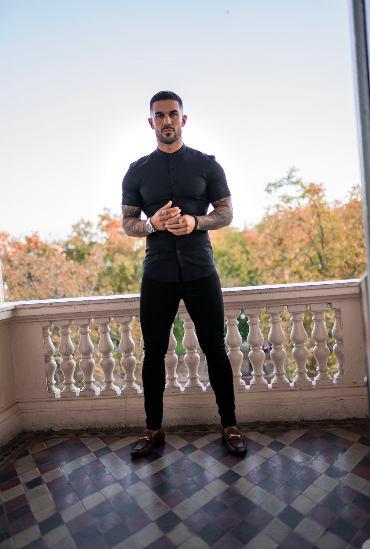 Slim Stretch Black Sateen Trousers - FSH405