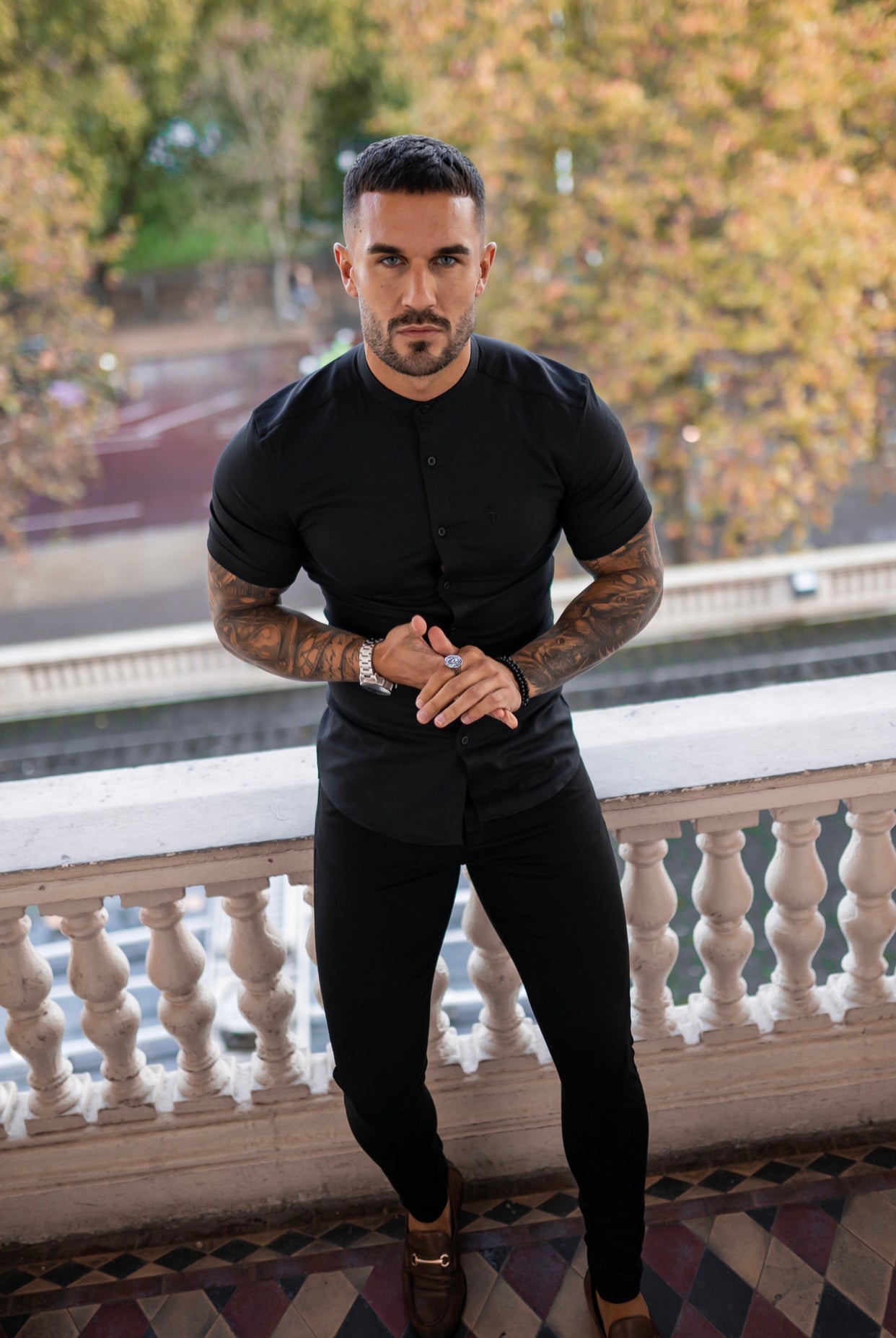 Slim Stretch Black Sateen Trousers - FSH405