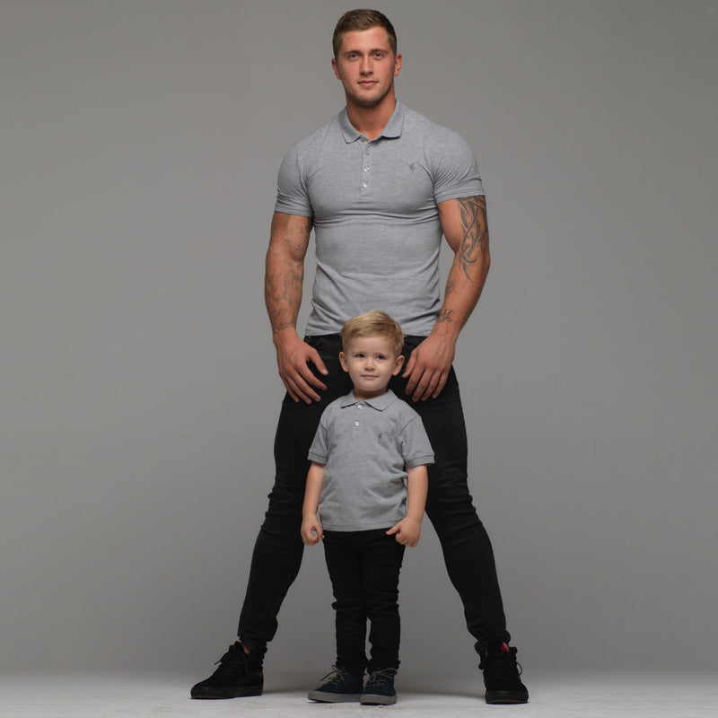 Father Sons Boys Classic Grey Polo Shirt - FSB018 (LAST CHANCE)