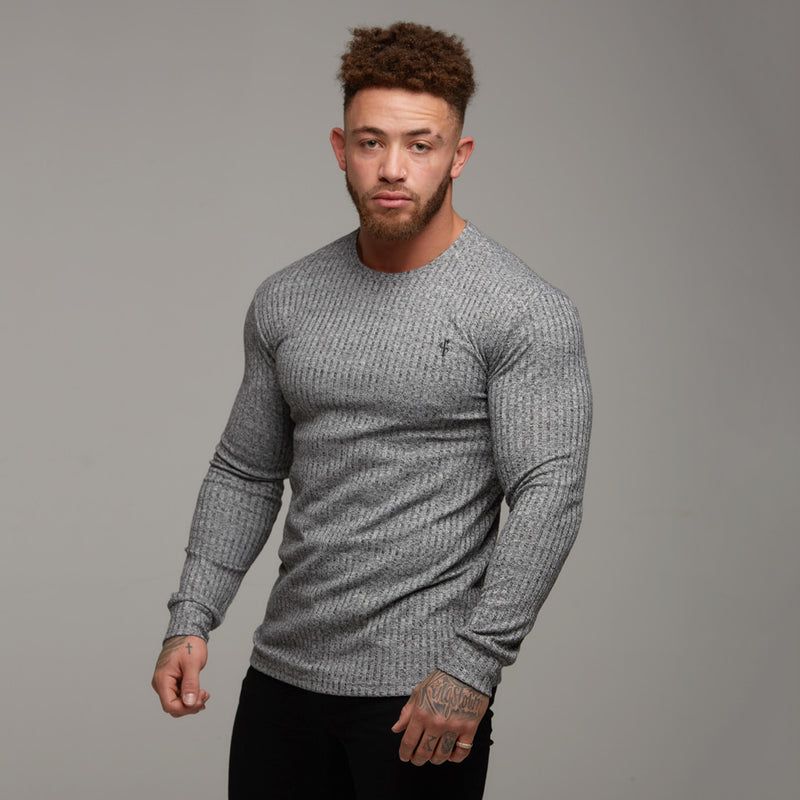 Father Sons Classic Grey & Black Ribbed Knit Jumper - FSH079