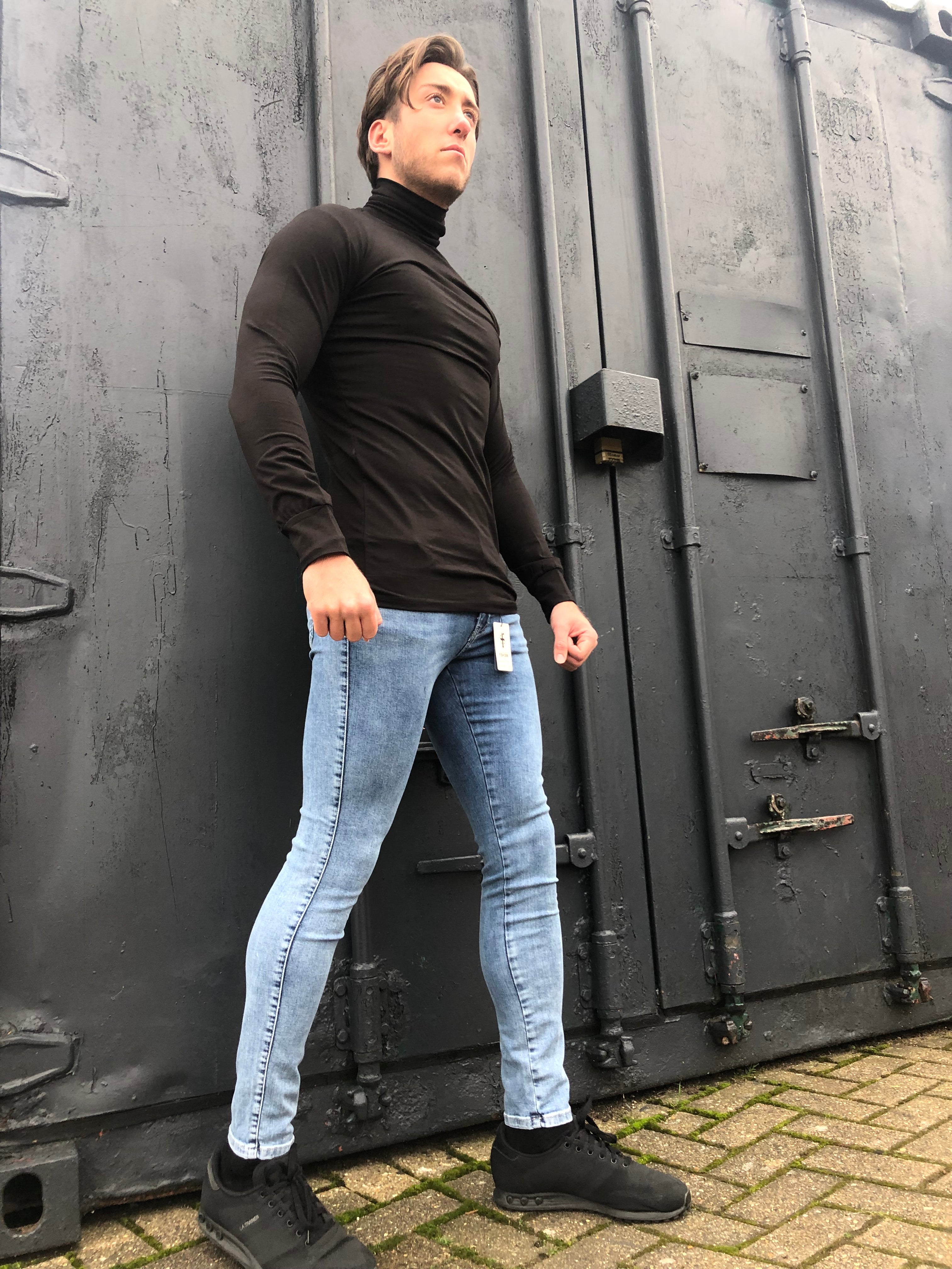 Slim Stretch Blue Acid Wash Jeans - FSH306