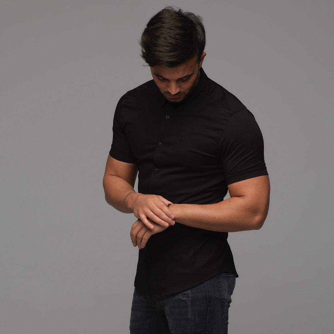 Super Slim Luxe Ultra Stretch Classic Black Short Sleeve - FS227