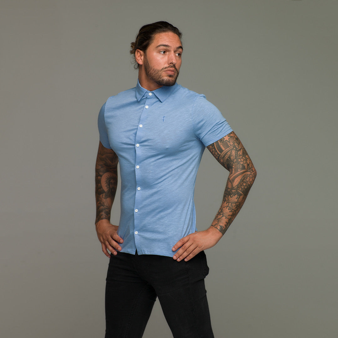 Super Slim Baby Blue Jersey Short Sleeve - FSH015 (LAST CHANCE)