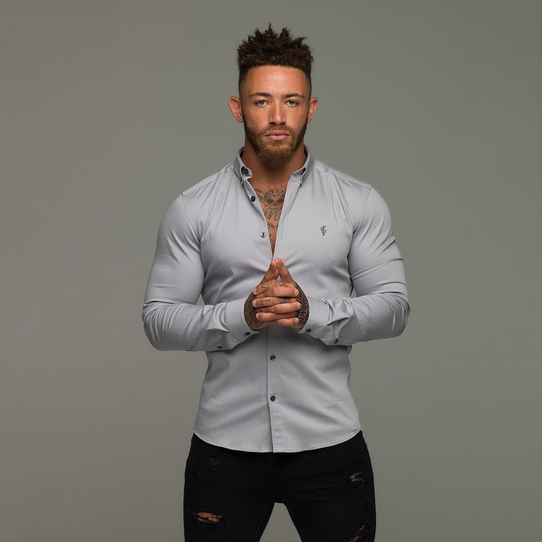 Super Slim Stretch Grey Denim Long Sleeve - FS209