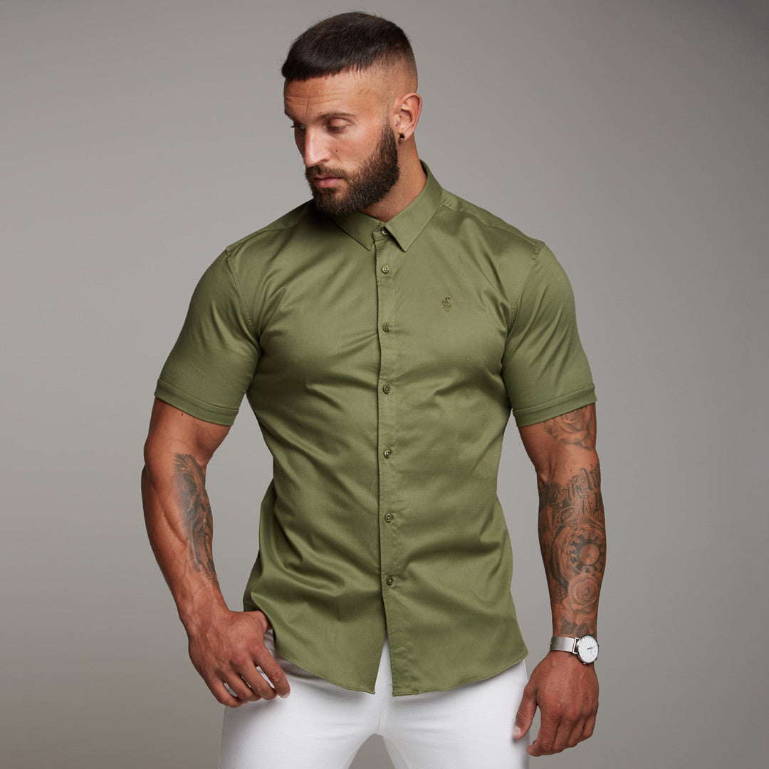 Super Slim Luxe Ultra Stretch Classic Khaki Short Sleeve - FS338