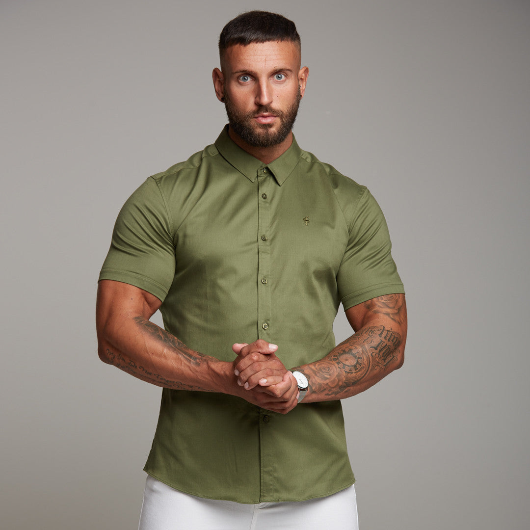 Super Slim Luxe Ultra Stretch Classic Khaki Short Sleeve - FS338