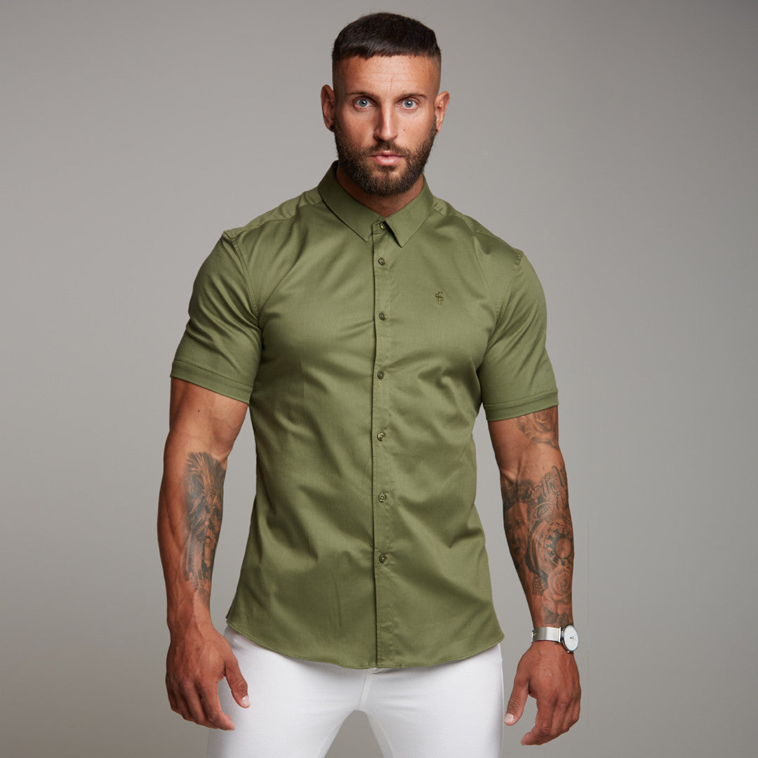 Super Slim Luxe Ultra Stretch Classic Khaki Short Sleeve - FS338