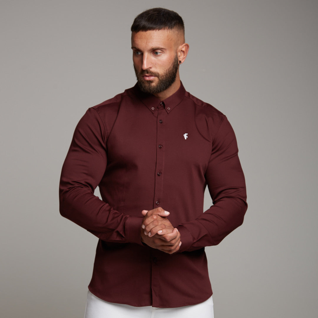 Super Slim Stretch Burgundy Denim Long Sleeve - FS212