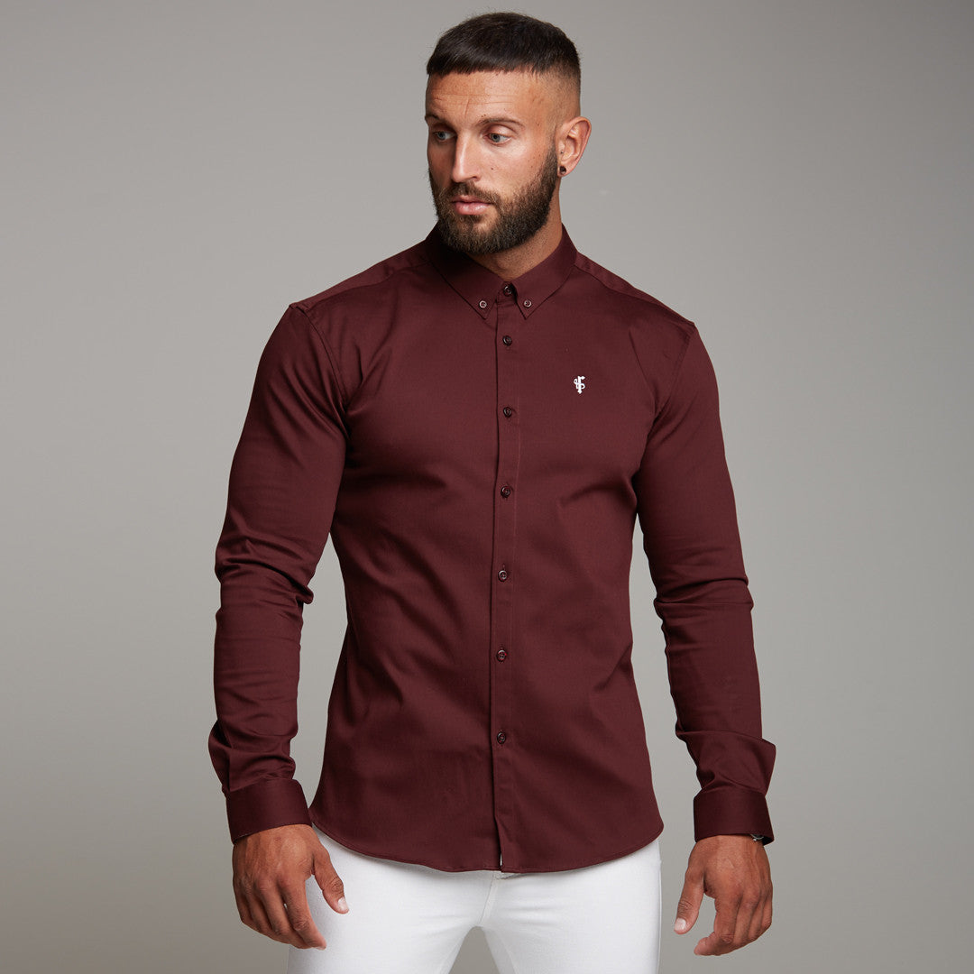 Super Slim Stretch Burgundy Denim Long Sleeve - FS212