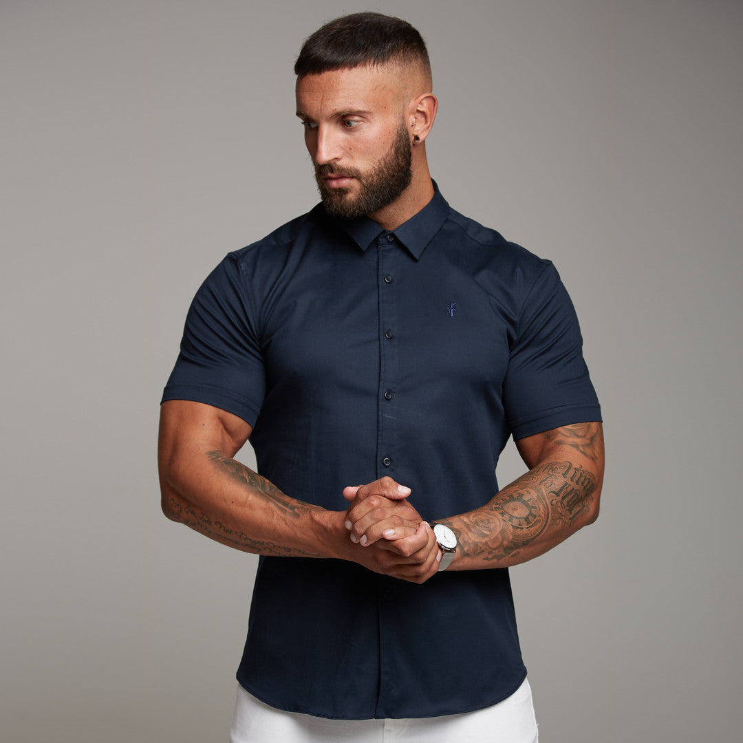 Super Slim Luxe Ultra Stretch Classic Navy Short Sleeve - FS330