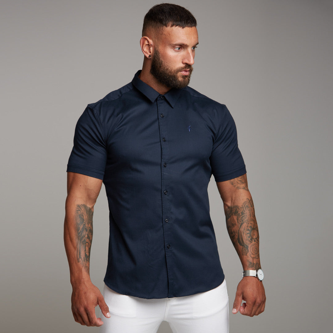 Super Slim Luxe Ultra Stretch Classic Navy Short Sleeve - FS330