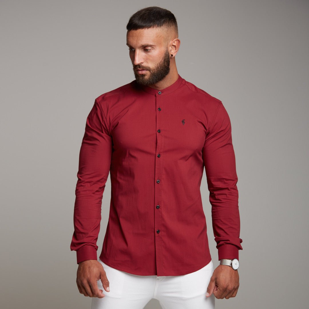 Super Slim Stretch Classic Oxblood Grandad Collar - FS294