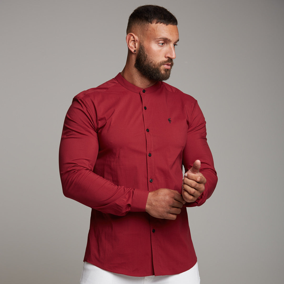 Super Slim Stretch Classic Oxblood Grandad Collar - FS294