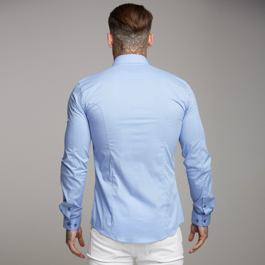 Super Slim Stretch Classic Light Blue Panel Shirt - FS319