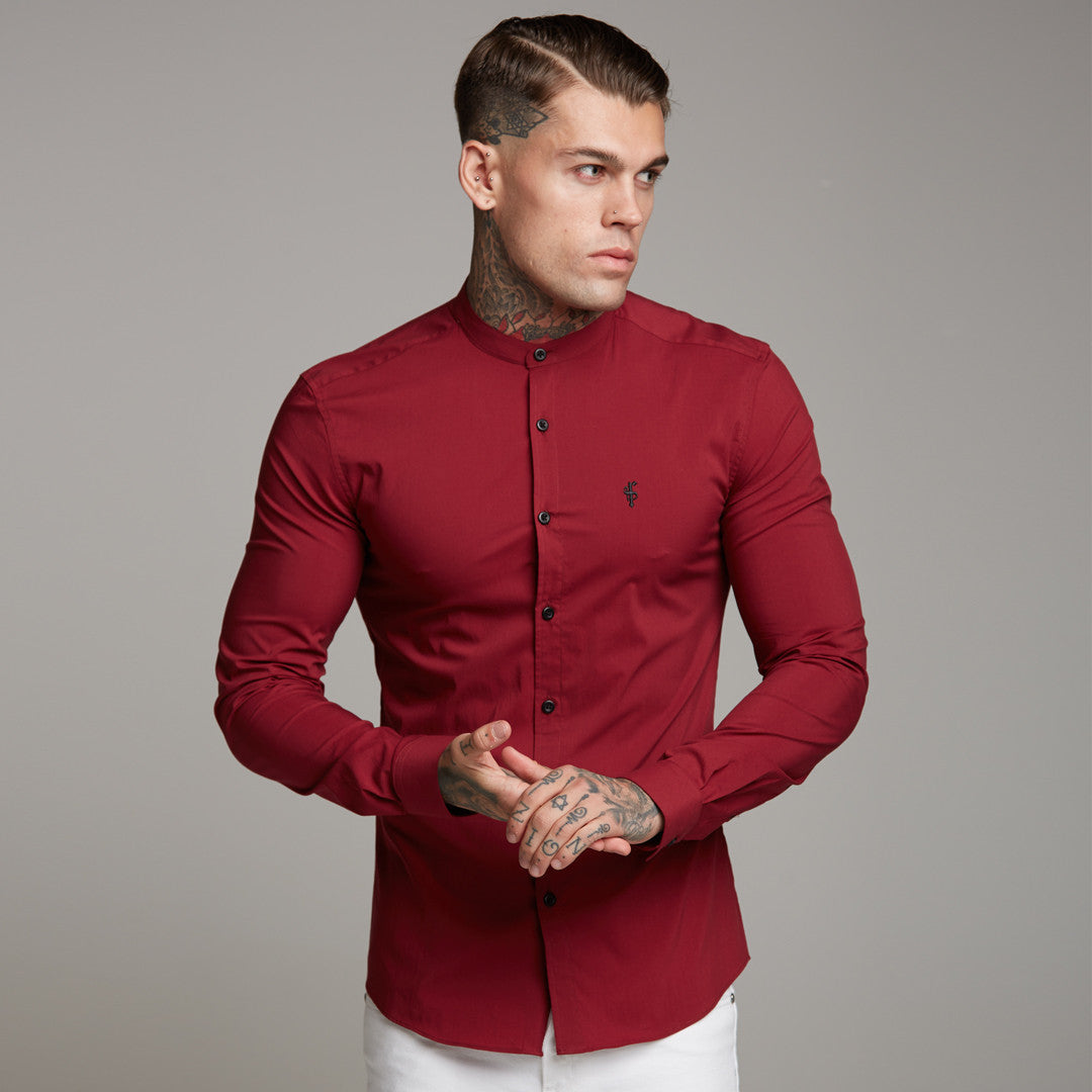 Super Slim Stretch Classic Oxblood Grandad Collar - FS294