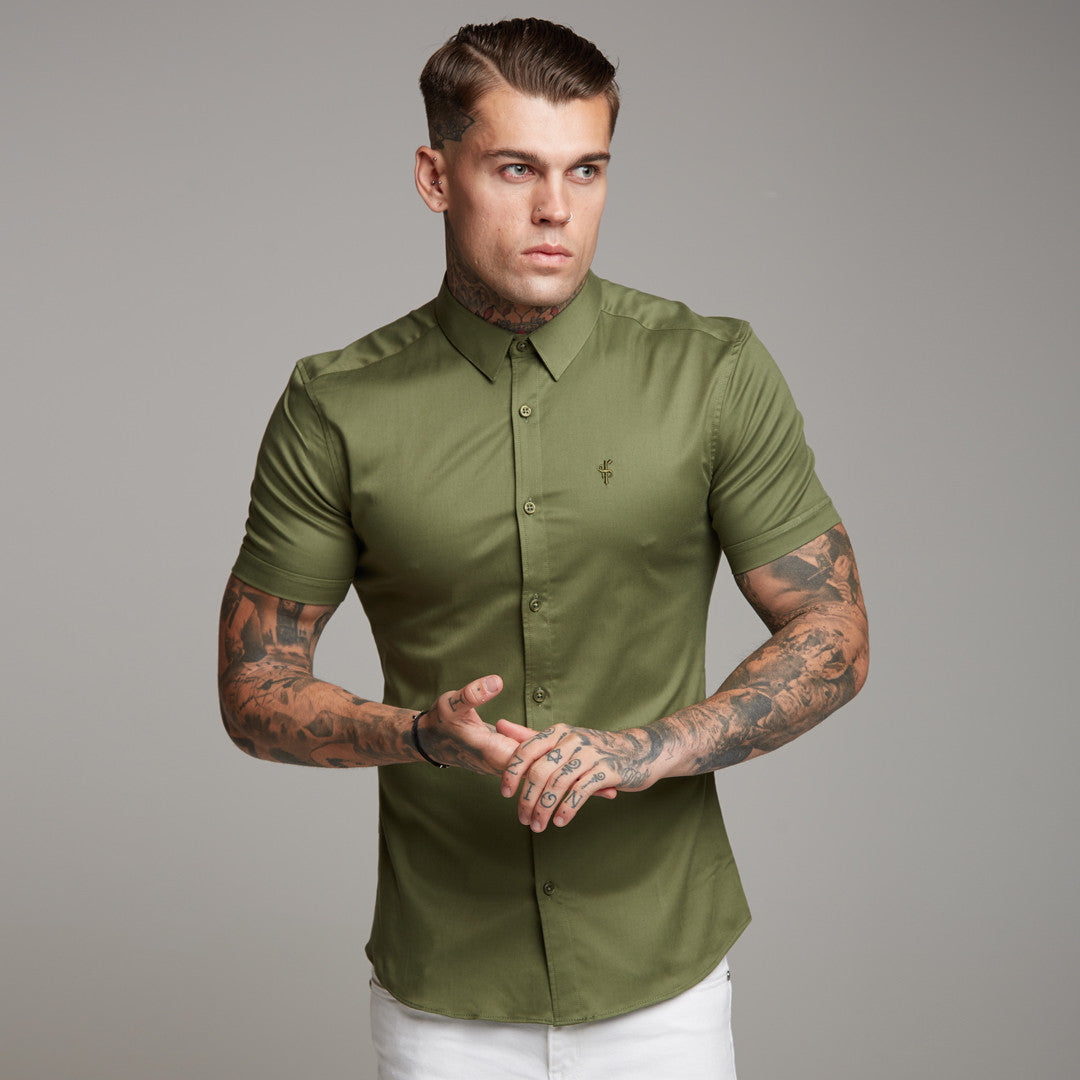 Super Slim Luxe Ultra Stretch Classic Khaki Short Sleeve - FS338