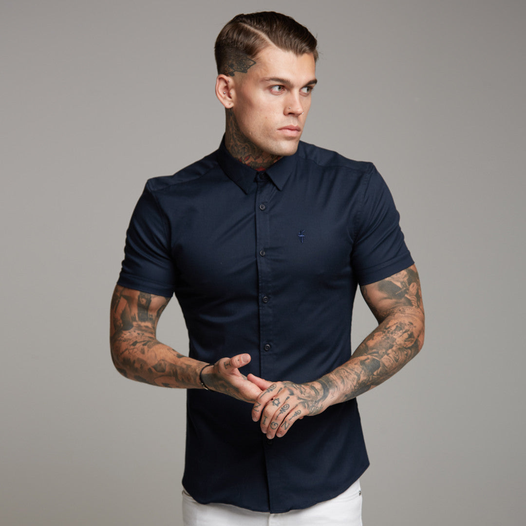 Super Slim Luxe Ultra Stretch Classic Navy Short Sleeve - FS330