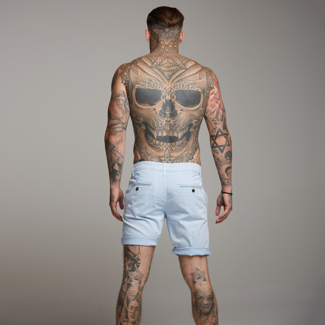 Slim Fit Light Blue Chino Shorts - FSH147