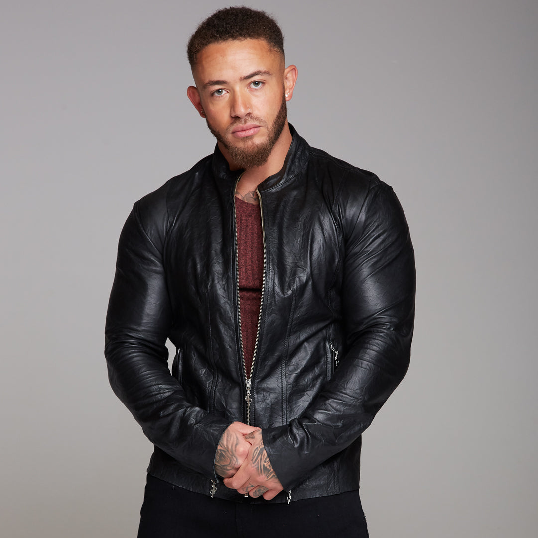 Black Lambs Leather Jacket - FSH163