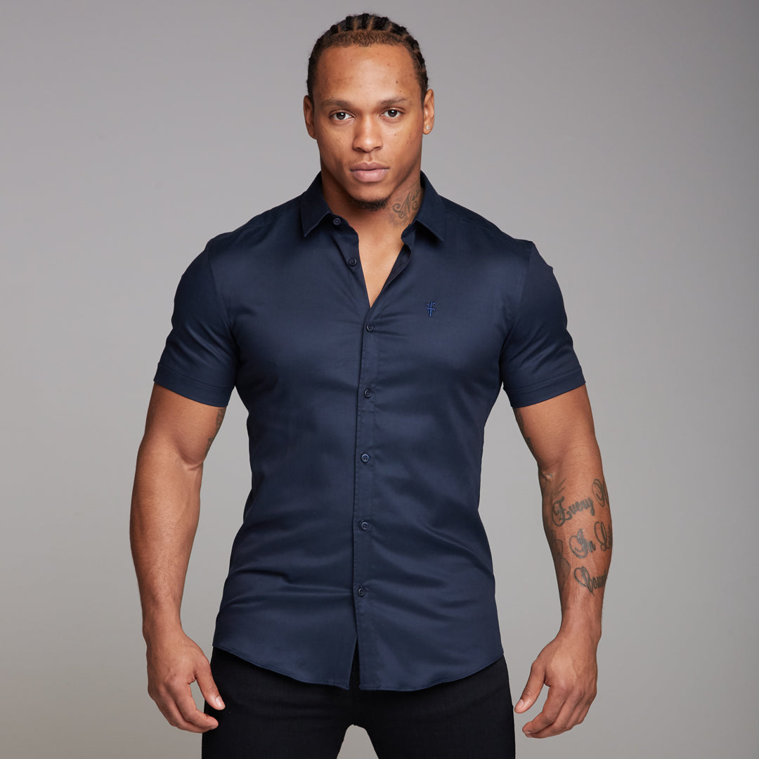 Super Slim Luxe Ultra Stretch Classic Navy Short Sleeve - FS330