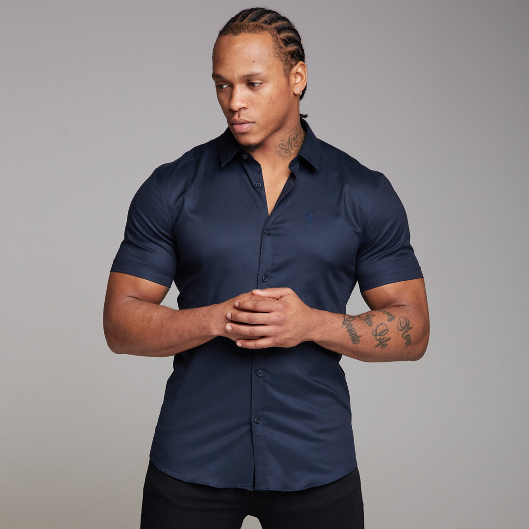 Super Slim Luxe Ultra Stretch Classic Navy Short Sleeve - FS330