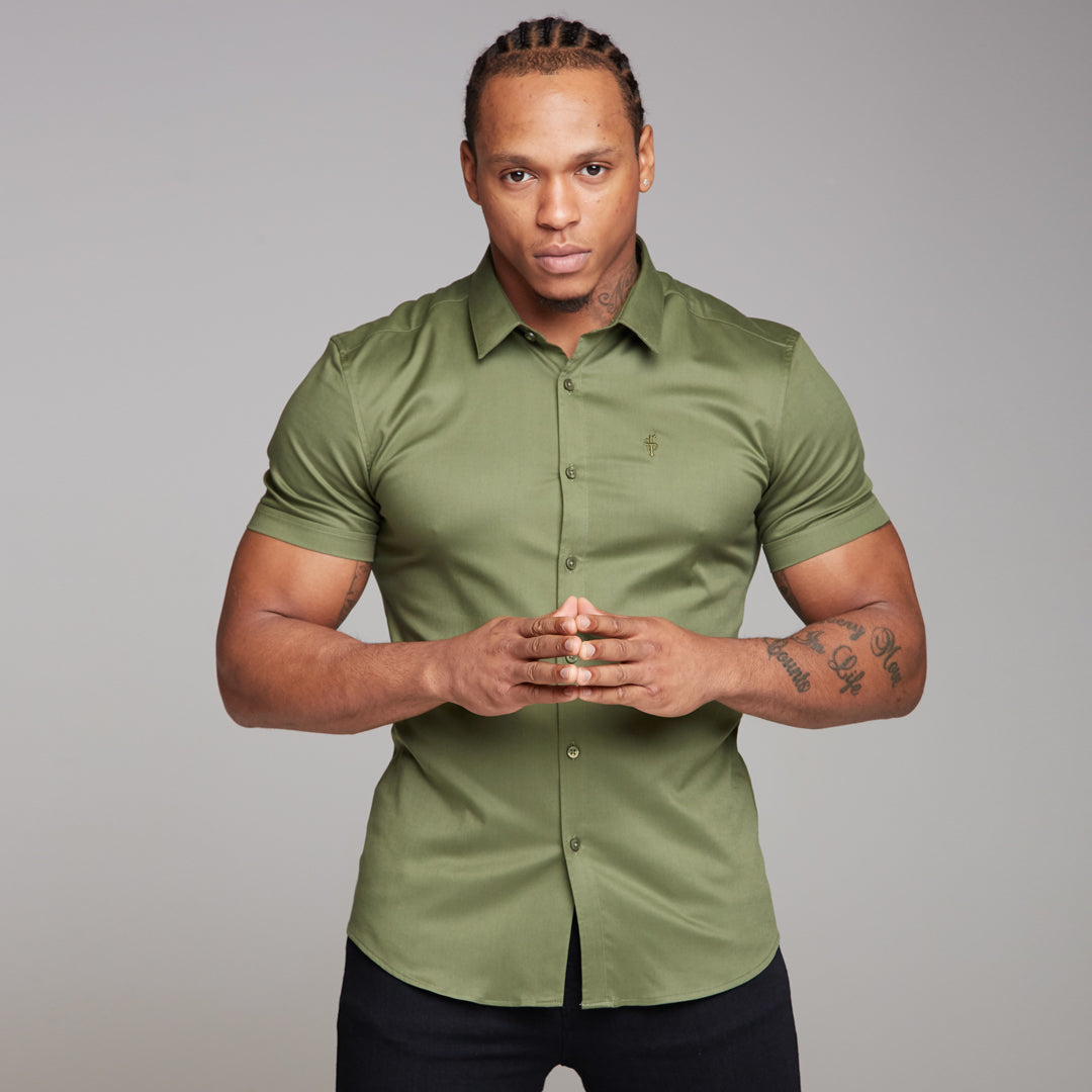 Super Slim Luxe Ultra Stretch Classic Khaki Short Sleeve - FS338