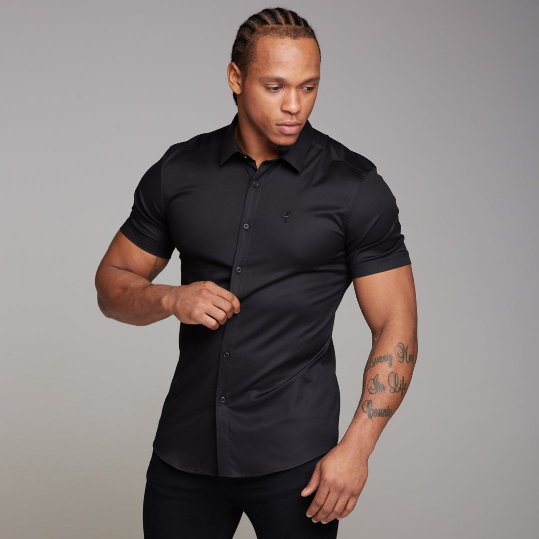 Super Slim Luxe Ultra Stretch Classic Black Short Sleeve - FS227