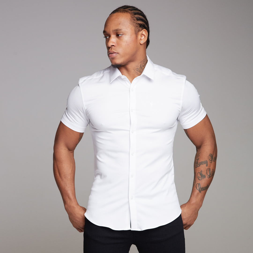 Super Slim Luxe Ultra Stretch Classic White Short Sleeve - FS332