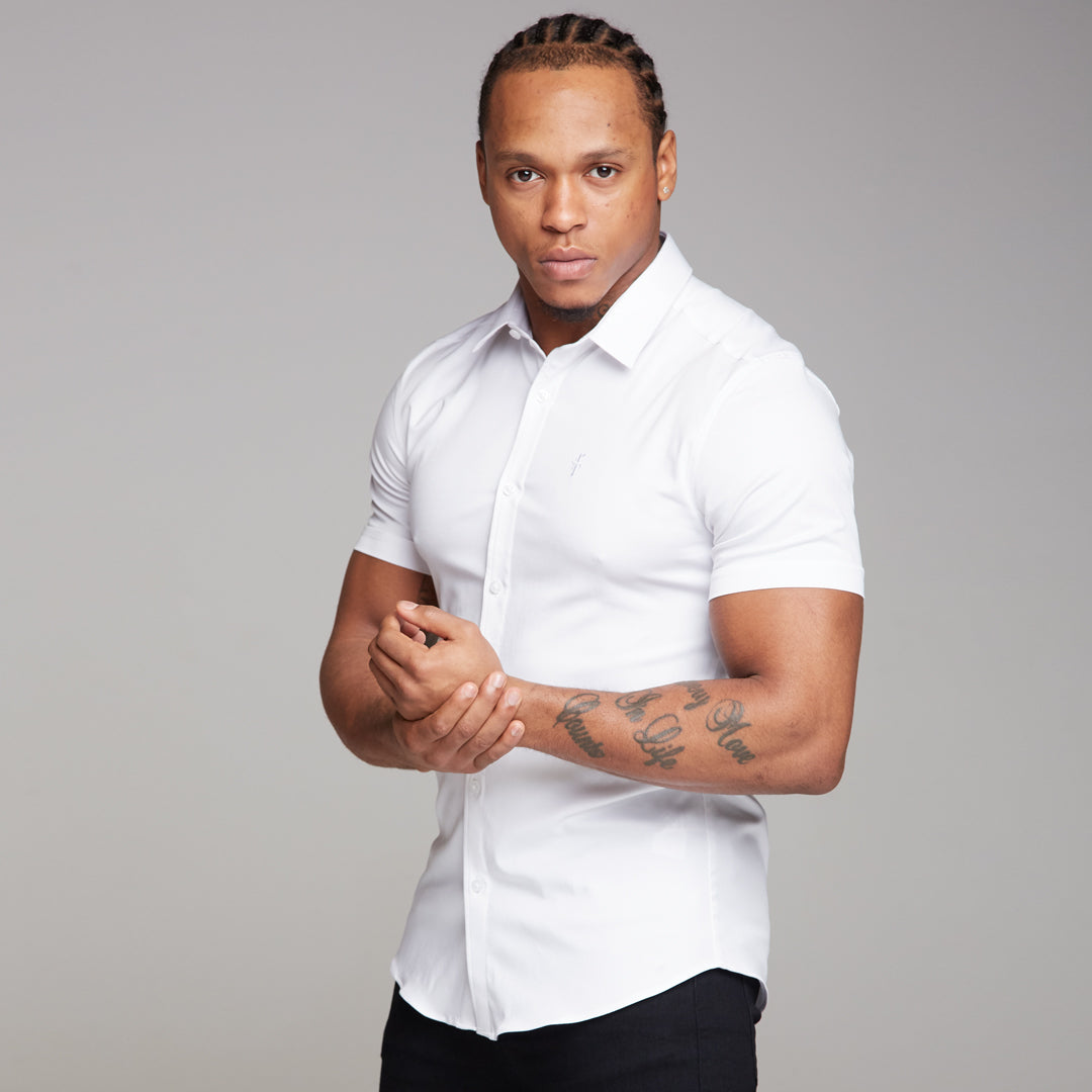 Super Slim Luxe Ultra Stretch Classic White Short Sleeve - FS332