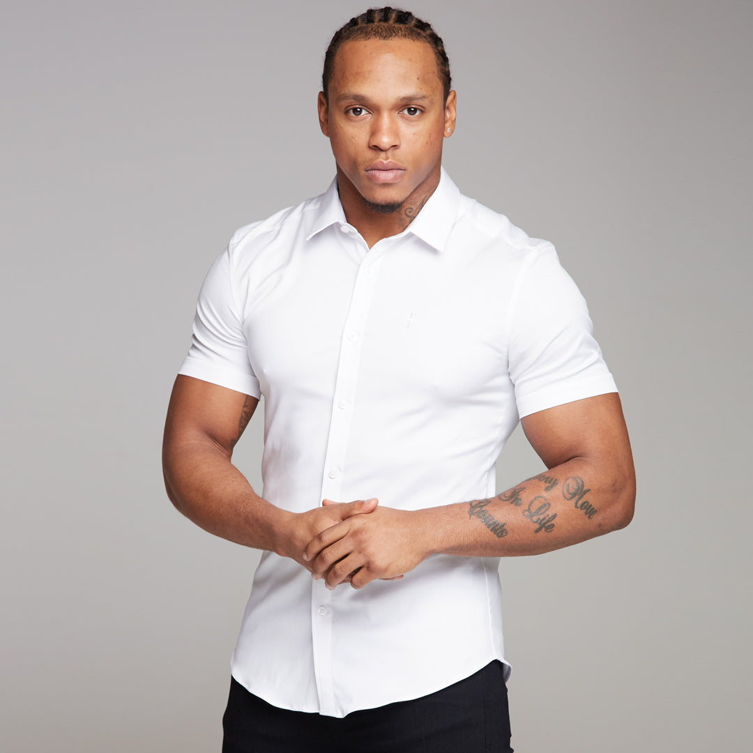 Super Slim Luxe Ultra Stretch Classic White Short Sleeve - FS332