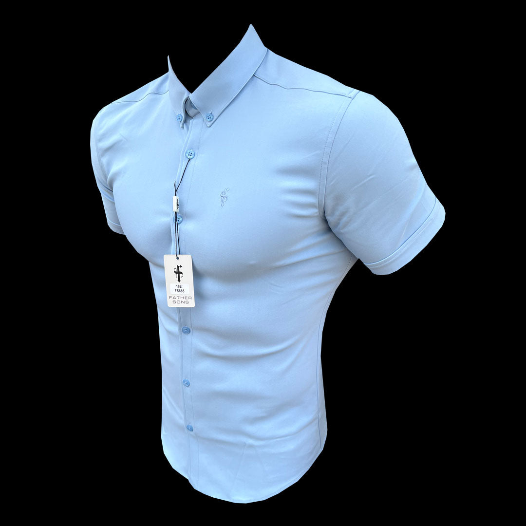 Super Slim Scuba Light Blue Short Sleeve Stretch - FS885