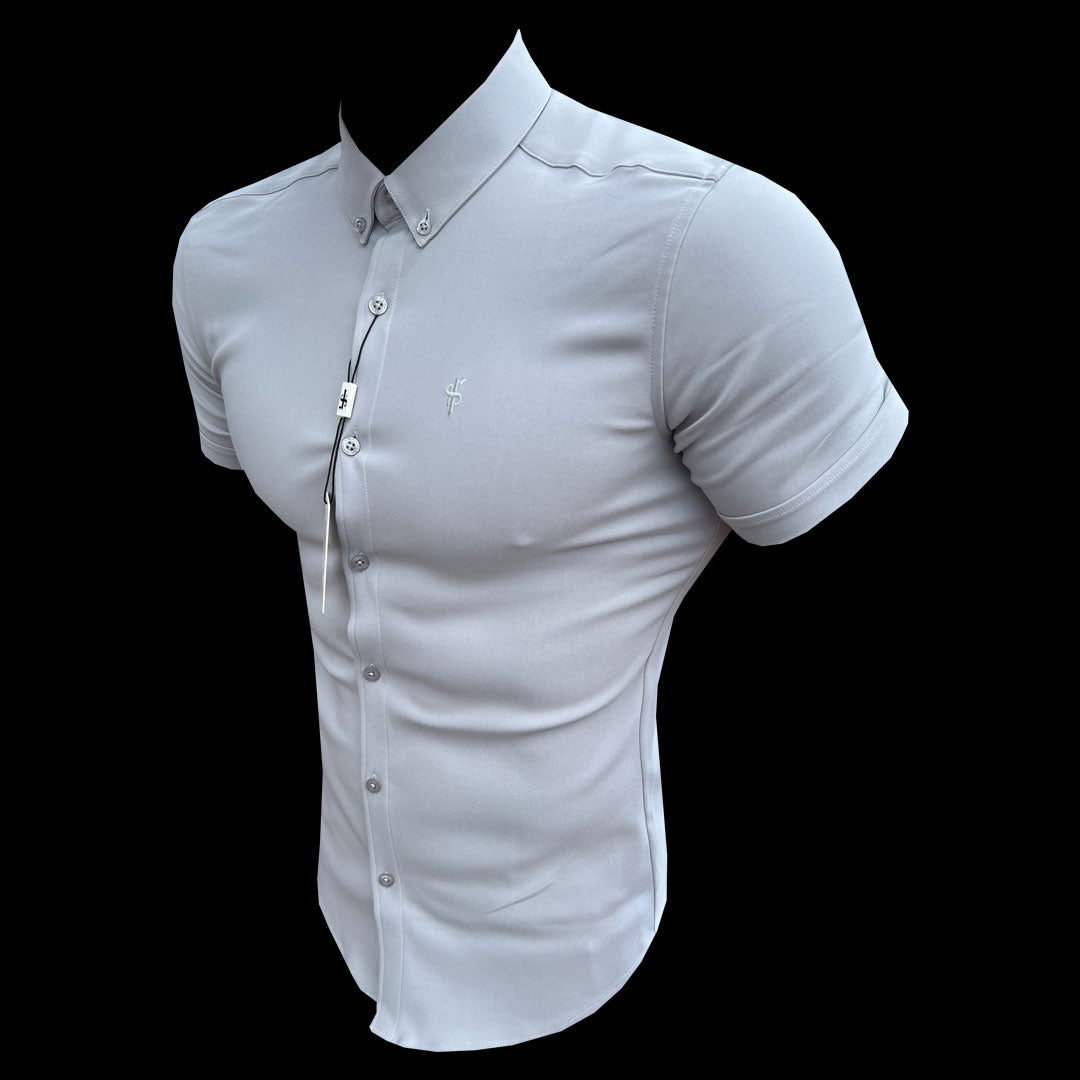 Super Slim Scuba Silver Grey Short Sleeve Stretch - FS883