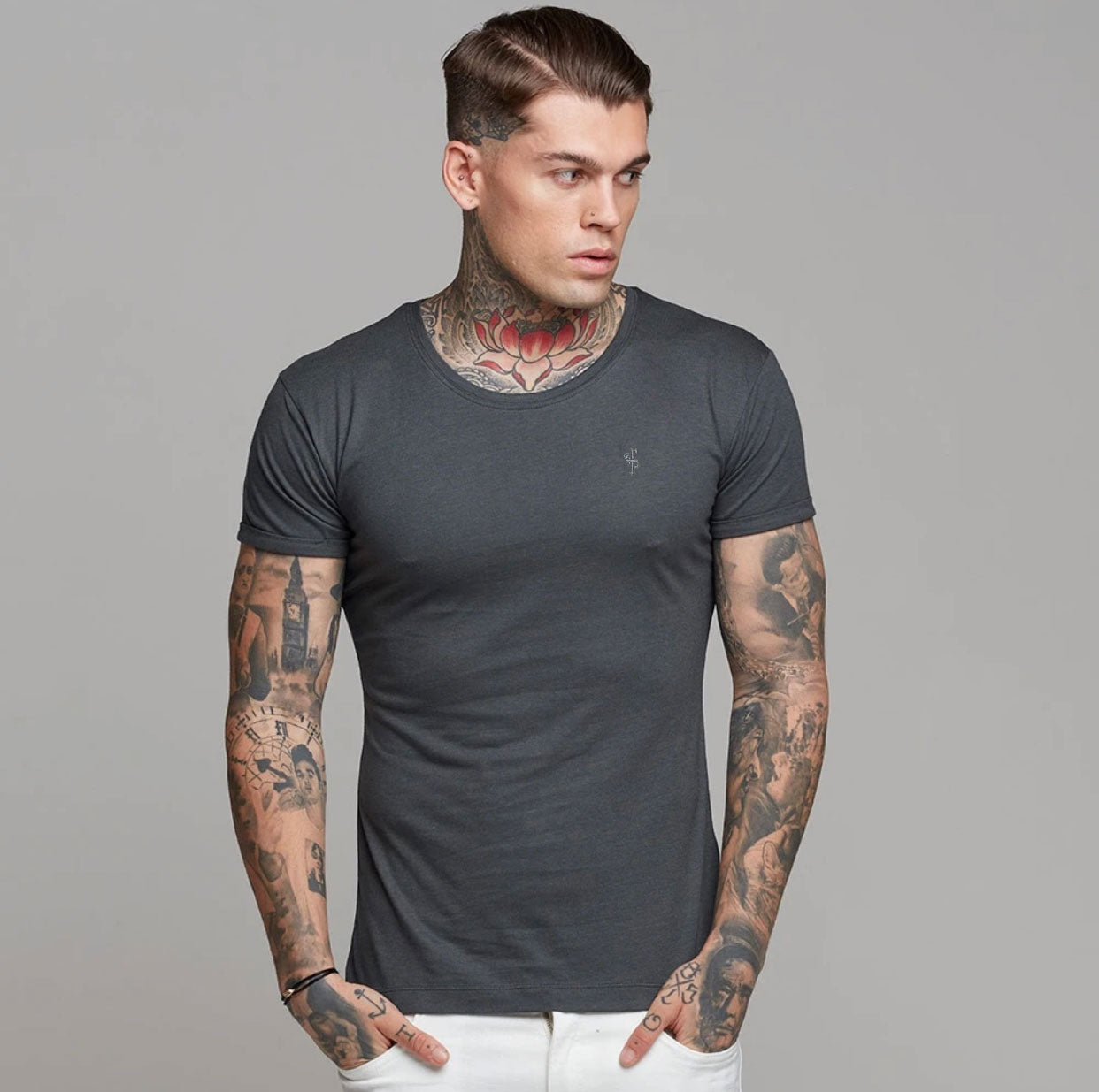 Charcoal Bamboo Crew T Shirt - FSH573