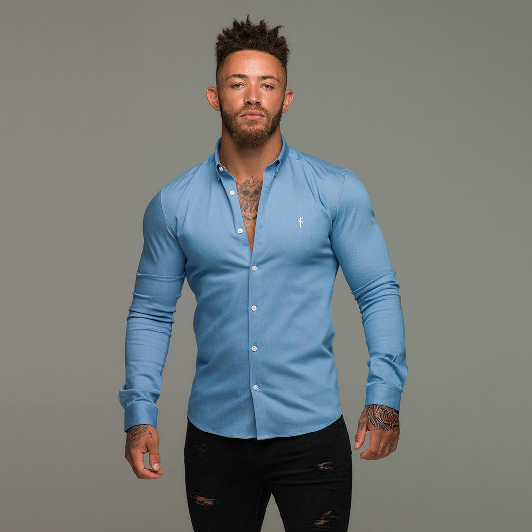 Super Slim Stretch Light Blue Denim Long Sleeve - FS208