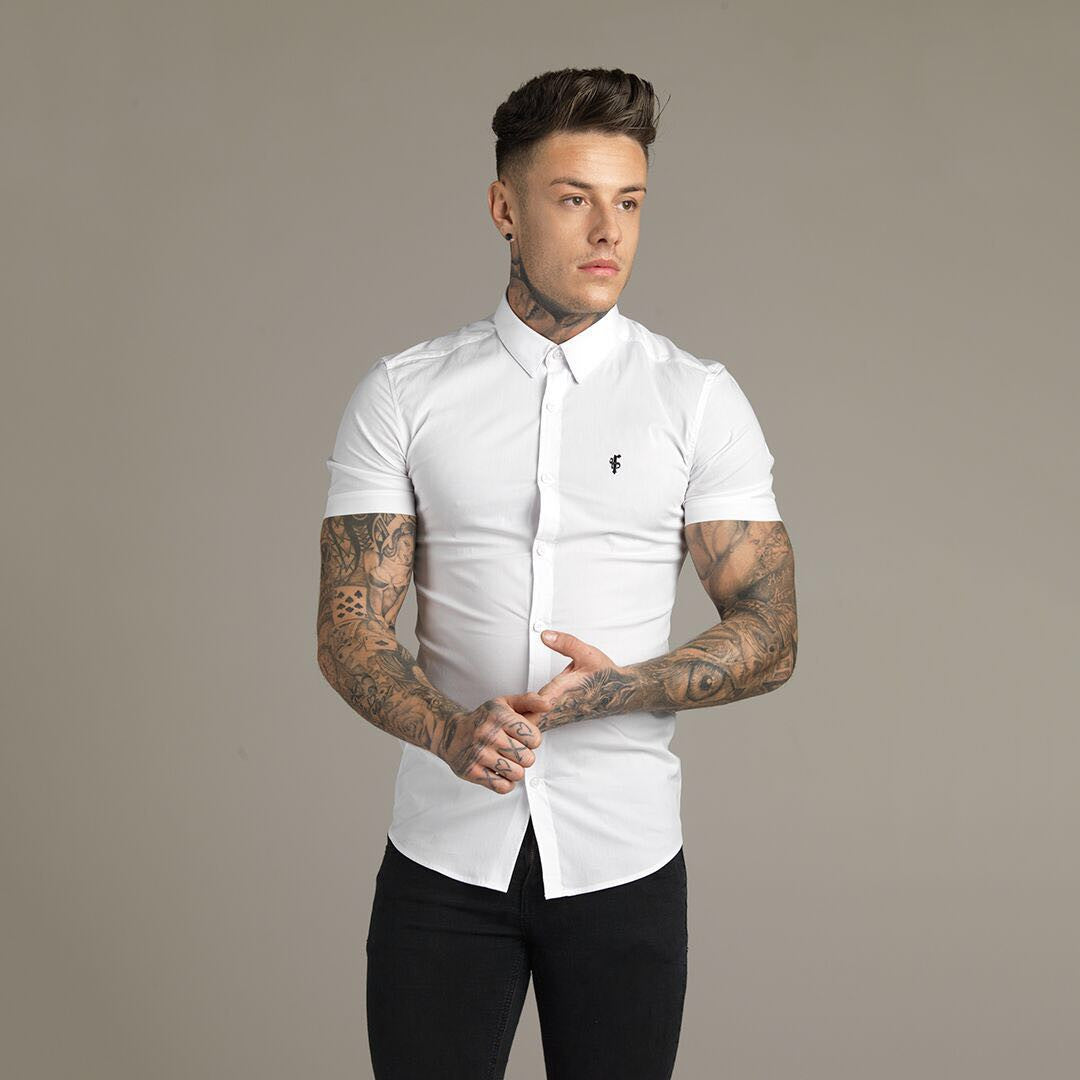Super Slim Stretch Classic White Short Sleeve - FS126