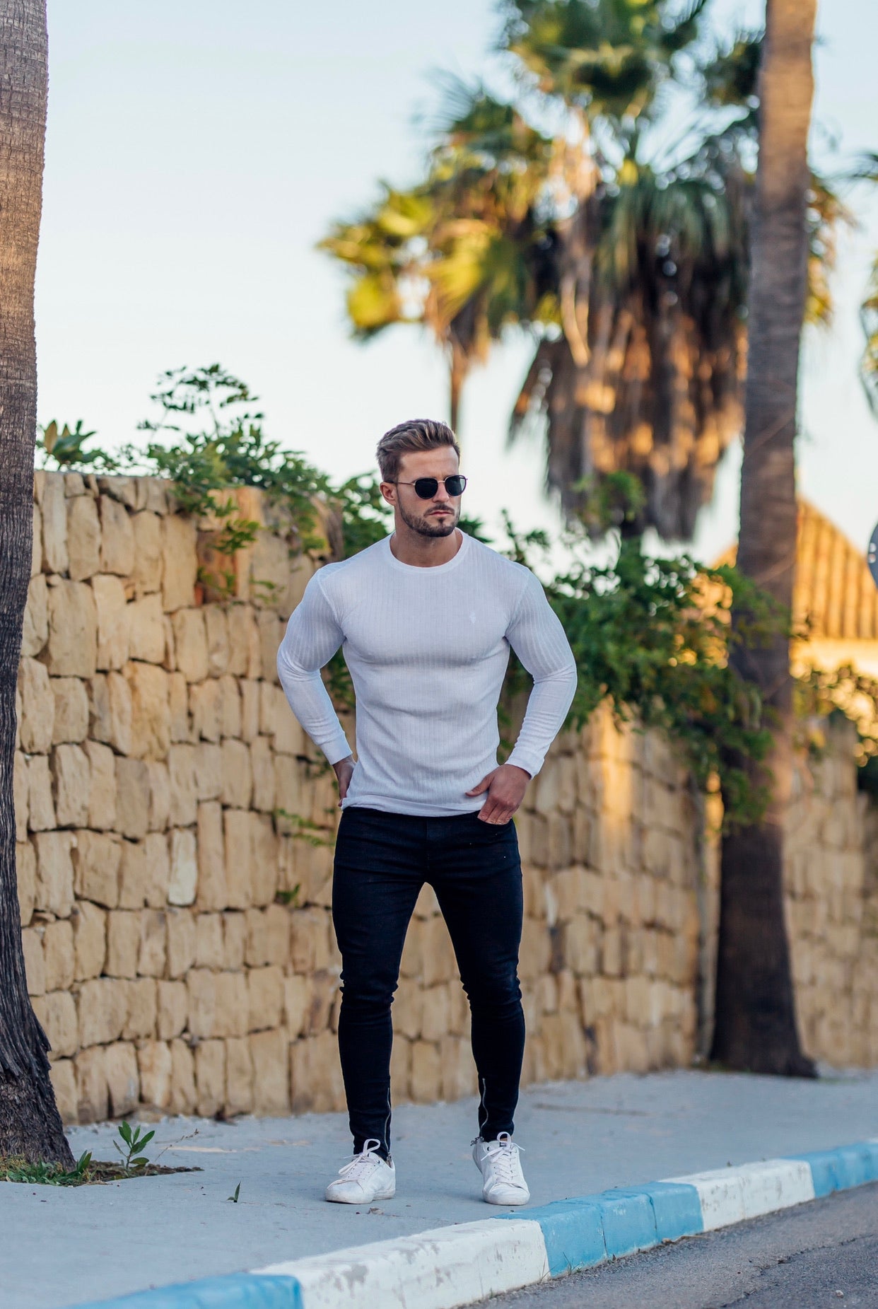 Classic White Ribbed Knit Jumper - FSH534