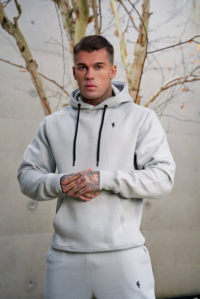 Father Sons Stone Grey Relaxed Fit Rib Panel Overhead Hoodie and Kanga