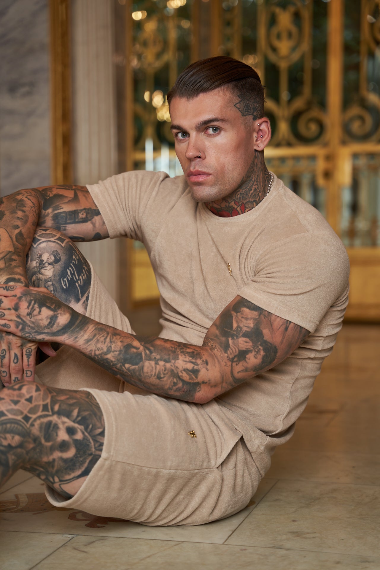 Beige Towelling Shorts - FSTS663