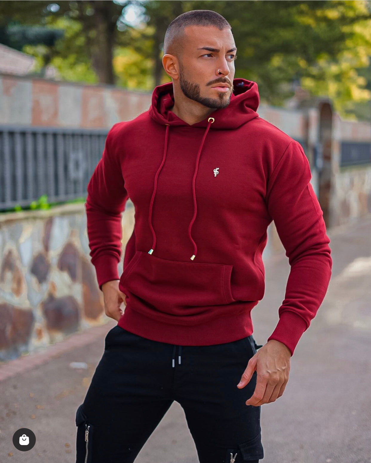 Burgundy & Gold Overhead Hoodie Jumper - FSH546