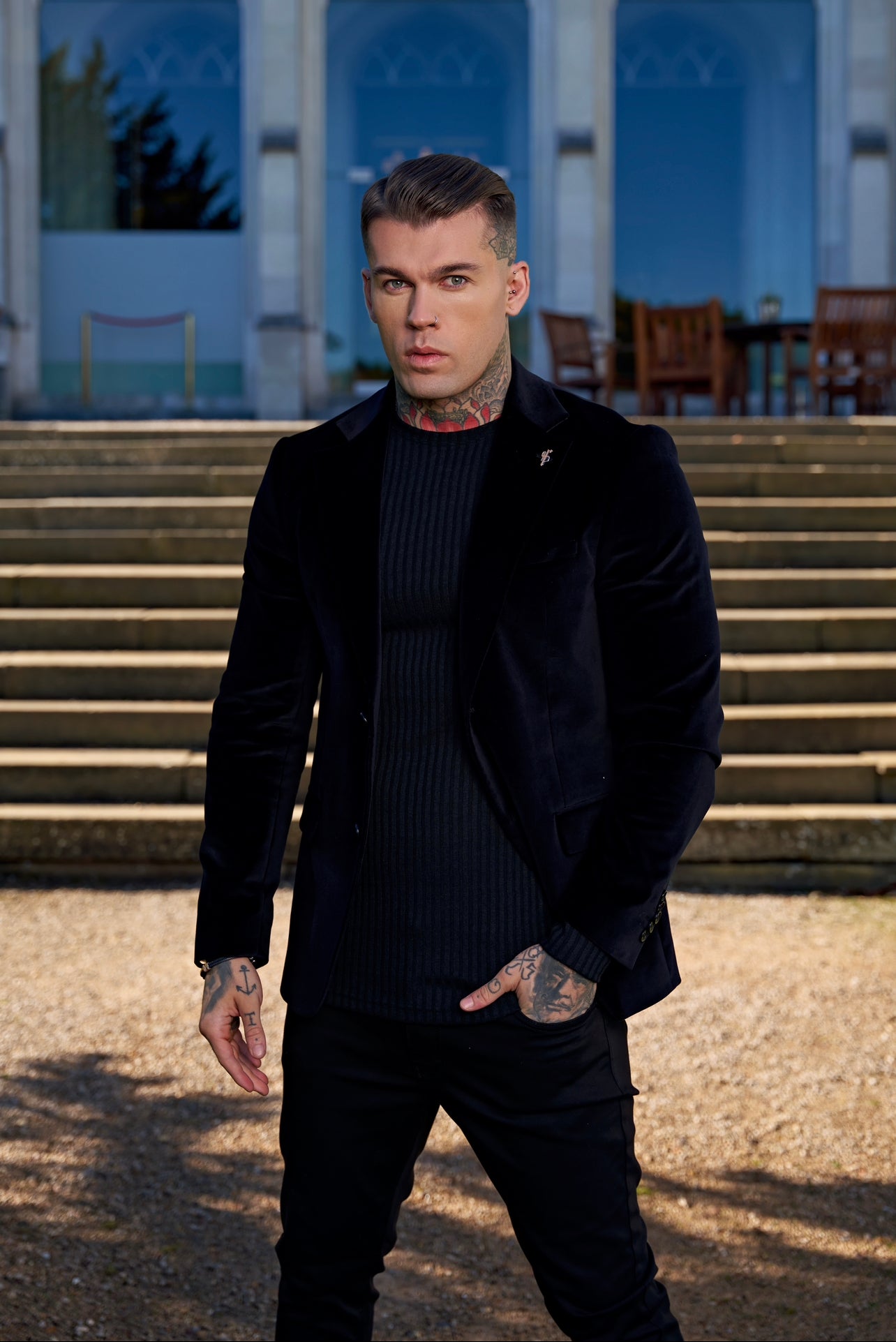 Slim Luxury Black Velvet Jacket- FSY001