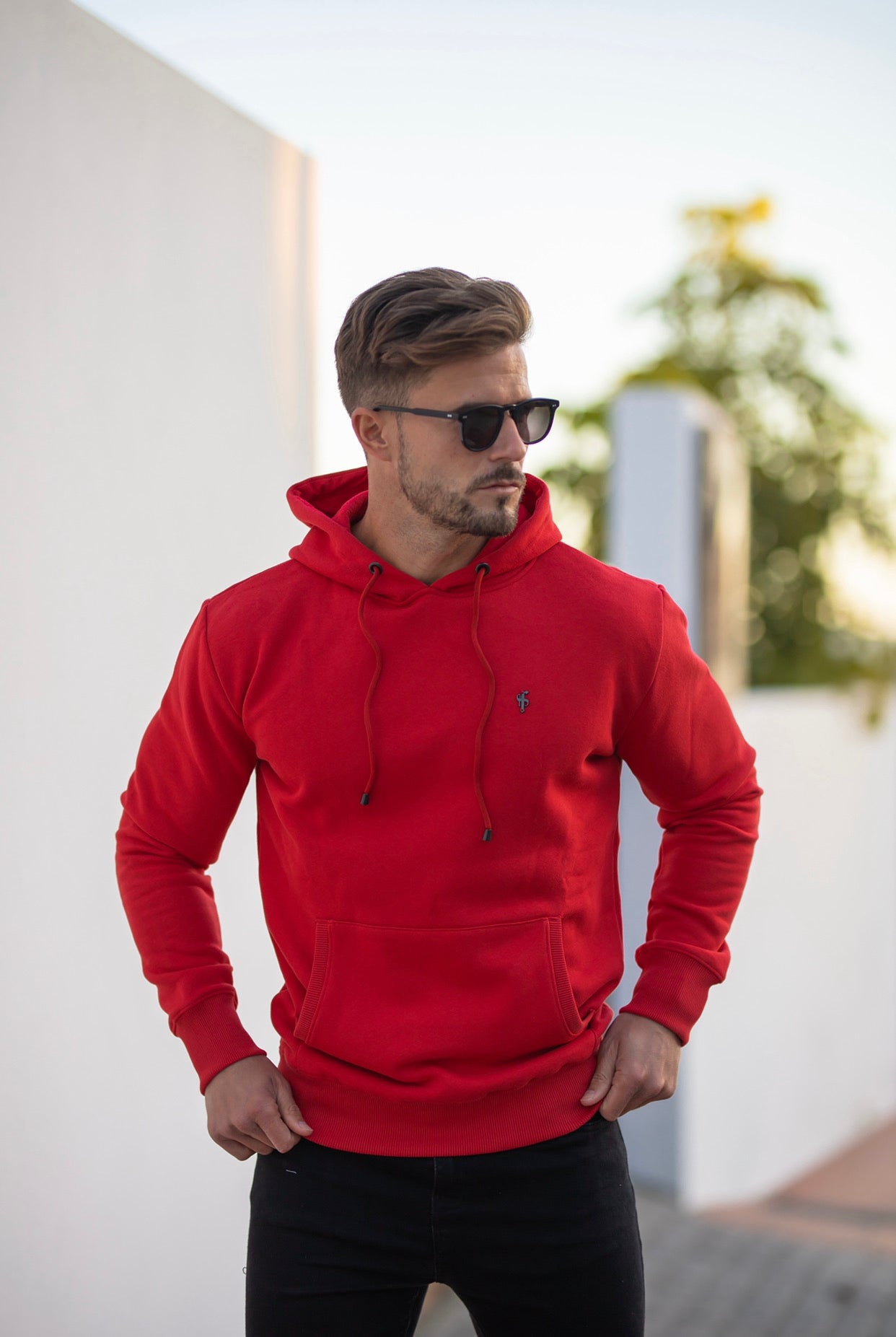 Red & Black Overhead Hoodie Jumper - FSH549