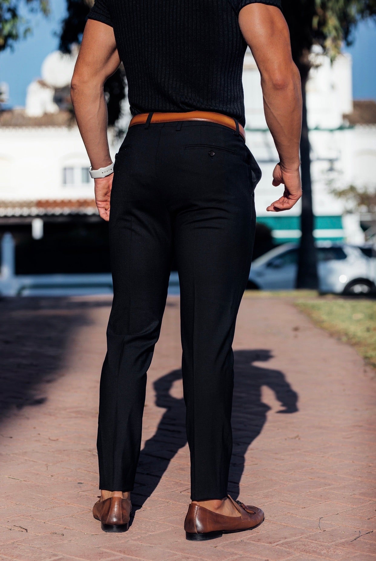 Slim Formal Black Stretch Trousers - FST034